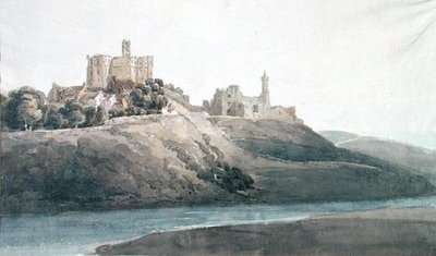 Zamek Warkworth (akwarela na papierze) autorstwa Thomas Girtin