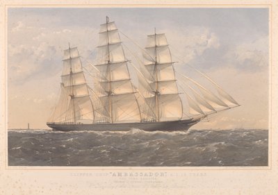Clipper Ship Ambassador, A.1. 16 Years... William Lund Esquire i inni (właściciele) William Walker Esquire (budowniczowie) autorstwa Thomas Goldsworth Dutton