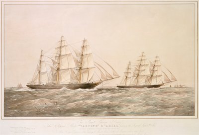 The Great China Race: statki Clipper "Taeping" i "Ariel" mijają Lizard 6 września 1866 r. podczas podróży powrotnej z Foo-Chow-Foo. autorstwa Thomas Goldsworth Dutton