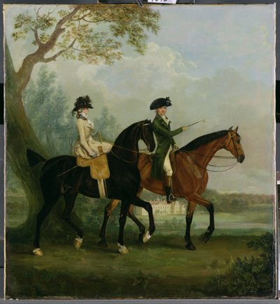 Hon. Marcia Pitt jedzie ze swoim bratem Hon. George Pitt (później 2. Lord Rivers) w parku Stratfield Saye House, 1782 autorstwa Thomas Gooch