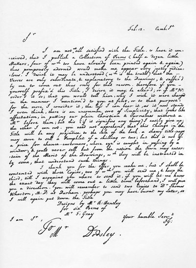 List od Thomasa Graya w sprawie wydania jego utworów poetyckich, c1753, 1840 autorstwa Thomas Gray