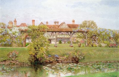 Great Tangley Manor, Surrey, z Lily Pond i krytym spacerem autorstwa Thomas H. Hunn