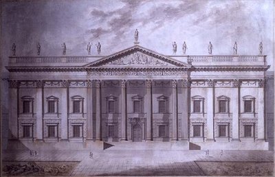 Projekt dla Senatu House, Londyn (pióro i tusz oraz akwarela na papierze) autorstwa Thomas Hardwick