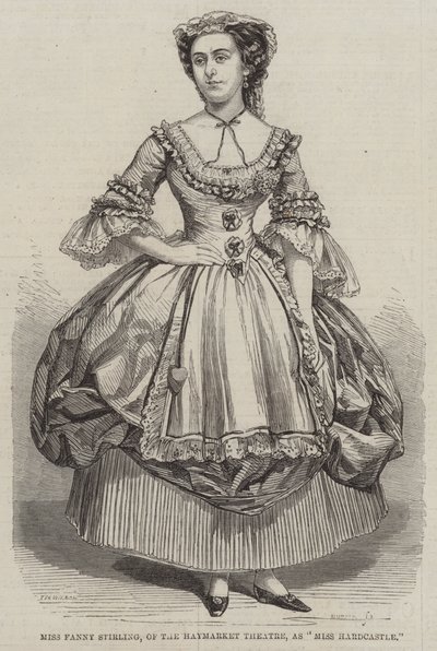 Panna Fanny Stirling, z Haymarket Theatre, jako panna Hardcastle autorstwa Thomas Harrington Wilson