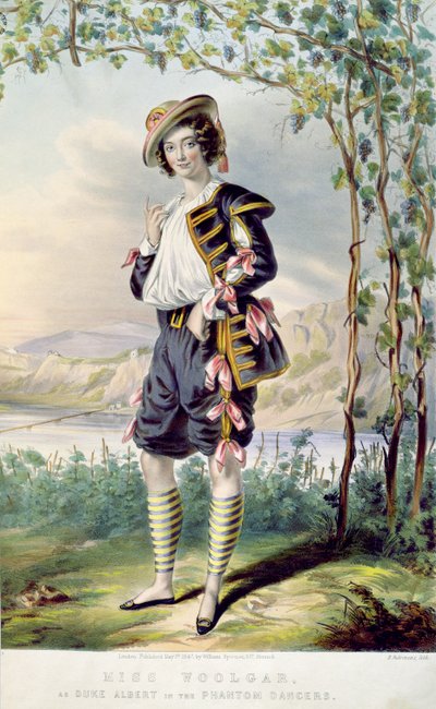 Panna Woolgar jako Duke Albert w „The Phantom Dancers”, grawerowana przez D. Fabroniusa, 1847 autorstwa Thomas Harrington Wilson