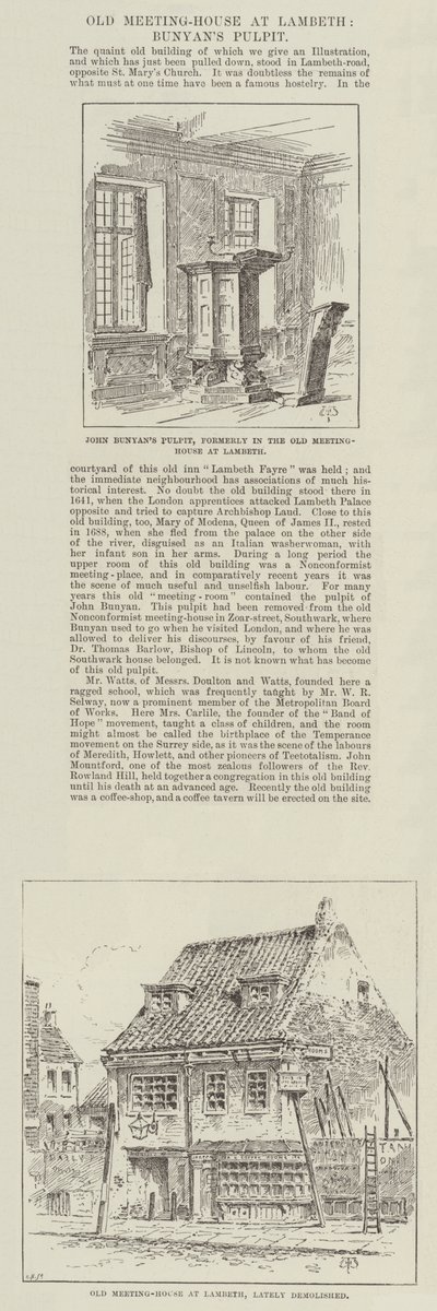 Stary Dom Spotkań w Lambeth, Ambona Bunyana autorstwa Thomas Harrington Wilson