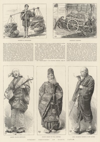Szkice ulic w Tokio, Japonia autorstwa Thomas Harrington Wilson