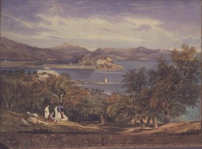 Cytadela Korfu z Analipsis (akwarela) autorstwa Thomas Hartley Cromek