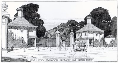 Wejście do Brooklandwood, Baltimore, USA, z „The Art and Craft of Garden Making” Thomasa Mawsona autorstwa Thomas Hayton Mawson