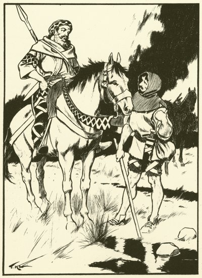 Karol Wielki i palnik na węgiel drzewny (rycina) autorstwa Thomas Heath Robinson