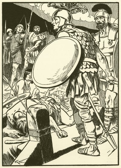 Horatius na moście (rycina) autorstwa Thomas Heath Robinson
