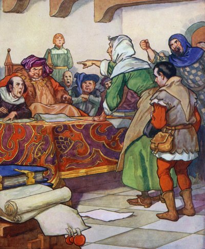 Ilustracja do filmu "The Pied Piper of Hamelin" (kolorowa litografia) autorstwa Thomas Heath Robinson