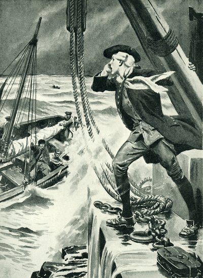 John Smeaton przy pracy nad latarnią morską (litografia) autorstwa Thomas Heath Robinson