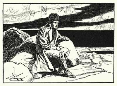 Napoleon na Świętej Helenie (litografia) autorstwa Thomas Heath Robinson