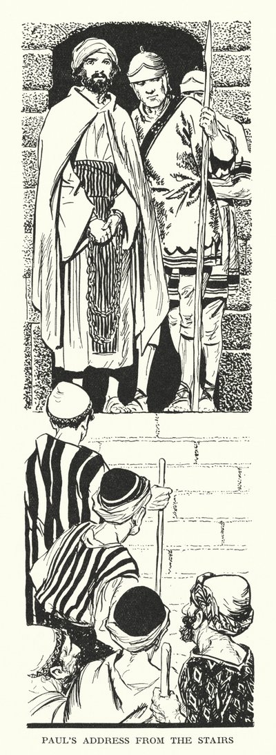Przemówienie Pawła ze schodów (litografia) autorstwa Thomas Heath Robinson