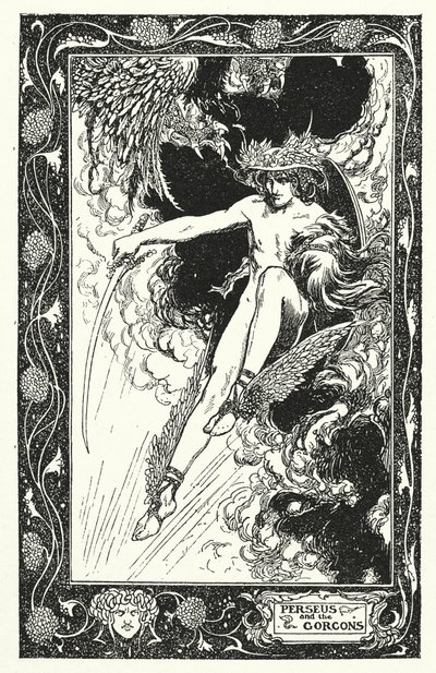 Perseusz i Gorgony (litografia) autorstwa Thomas Heath Robinson