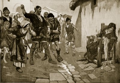 Cucking-stool w czasach normańskich, ilustracja z "Hutchinson