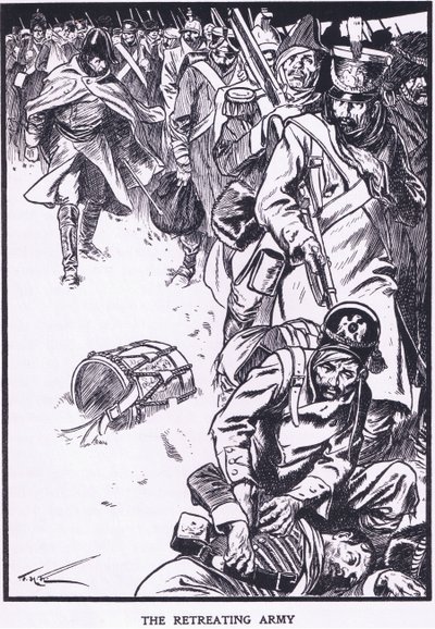 Wycofująca się armia (kolorowa litografia) autorstwa Thomas Heath Robinson