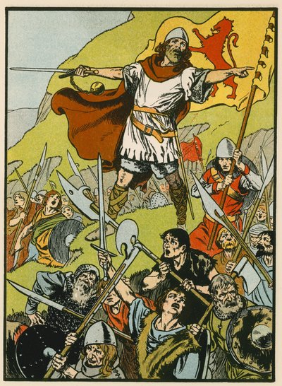 Wallace kierujący swoimi żołnierzami (kolorowa litografia) autorstwa Thomas Heath Robinson