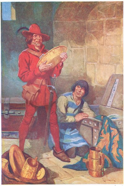 Nie tracąc czasu, obaj splądrowali magazyn płyt szeryfa (kolorowa litografia). autorstwa Thomas Heath Robinson