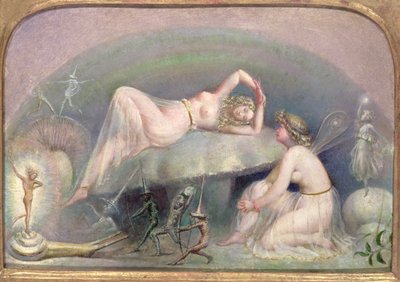 Wróżka odpoczywająca na grzybie, ok. 1860 autorstwa Thomas Heatherley