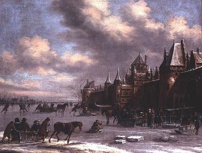 Holenderska scena łyżwiarska w ujściu rzeki autorstwa Thomas Heeremans