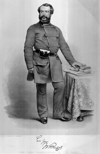 Portret W.H. Russell (1820-1907) Korespondent The Times na Krymie, z faksymile swojego autografu, opublikowanym w 1855 r. autorstwa Thomas Herbert Maguire
