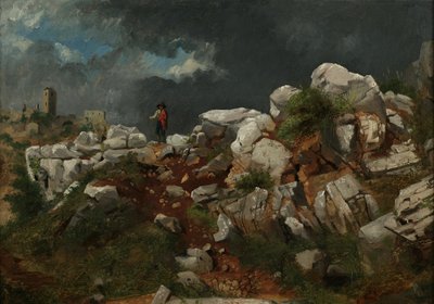 Pejzaż włoski (olej na papierze, montaż na płycie kompozytowej) autorstwa Thomas Hicks