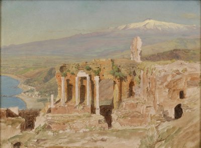 Widok ruin teatru greckiego w Taorminie i Etnie na Sycylii autorstwa Thomas Hiram Hotchkiss
