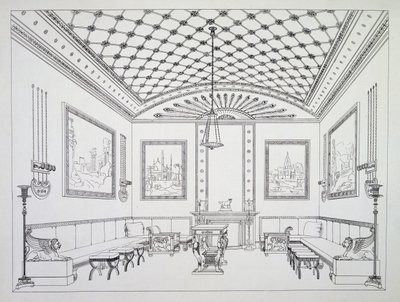 Salon, ilustracja z Meble do domu i dekoracja wnętrz autorstwa Thomas Hope