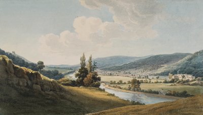 Vale of Neath, Melincourt oikealla (akvarelli ja kynä paperille) kiillotus autorstwa Thomas Hornor