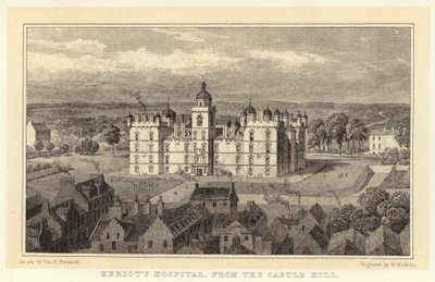 Szpital Heriota, z Wzgórza Zamkowego (rycina) autorstwa Thomas Hosmer (after) Shepherd
