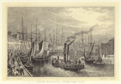 Leith Harbour, z molo (rycina) autorstwa Thomas Hosmer (after) Shepherd
