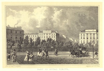 Część Cyrku Królewskiego (grafika) autorstwa Thomas Hosmer (after) Shepherd