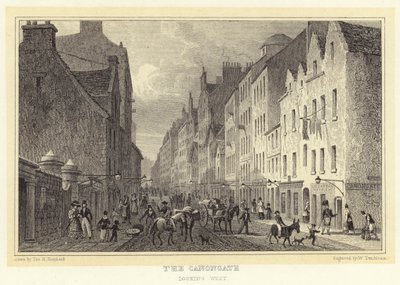 Canongate, patrząc na zachód (rycina) autorstwa Thomas Hosmer (after) Shepherd