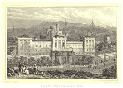 Więzienie, z Calton Hill (rycina) autorstwa Thomas Hosmer (after) Shepherd
