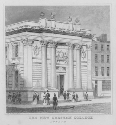 New Gresham College, Londyn (grawerowanie) autorstwa Thomas Hosmer (after) Shepherd