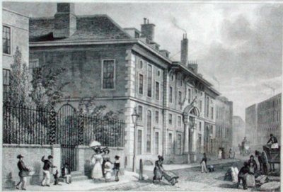 Widok Sali Złotniczej od strony Foster Lane, ok. 1827 (rycina) autorstwa Thomas Hosmer (after) Shepherd