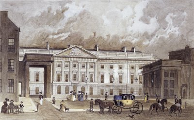 Współczesny sztych nowej Mennicy Królewskiej, ok. 1830 r. (rycina ręcznie kolorowana) autorstwa Thomas Hosmer Shepherd