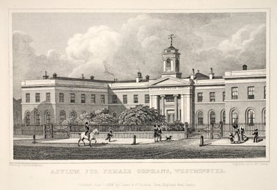 Azyl dla żeńskich sierot, Westminster, z pubu „Londyn i jego okolice w XIX wieku”. Jones und Co., 1827-1829 autorstwa Thomas Hosmer Shepherd