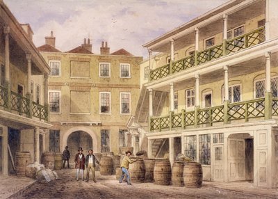 Bell Inn, Aldersgate Street, Londyn, 1857 autorstwa Thomas Hosmer Shepherd