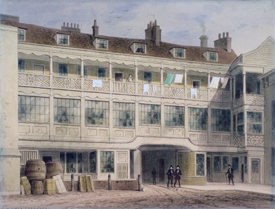 Belle Sauvage Yard, Ludgate Hill, Londyn, c1850 autorstwa Thomas Hosmer Shepherd