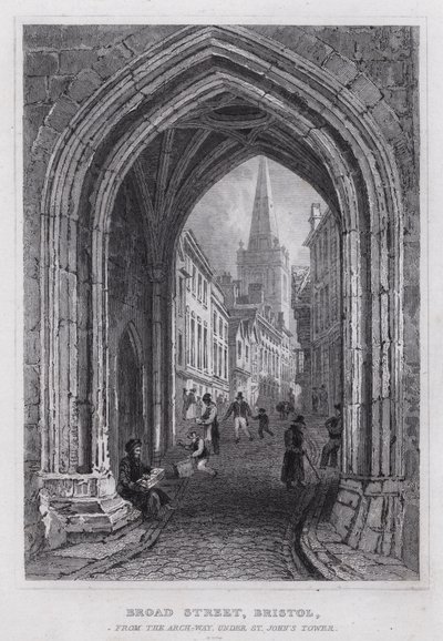 Broad Street, Bristol, od Arch-Drogi, pod Wieżą Św. Jana (rycina) autorstwa Thomas Hosmer Shepherd