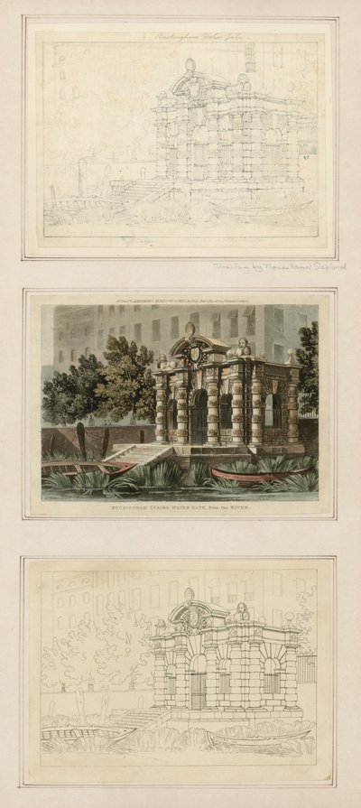Buckingham Stairs Water Gate, od strony rzeki autorstwa Thomas Hosmer Shepherd