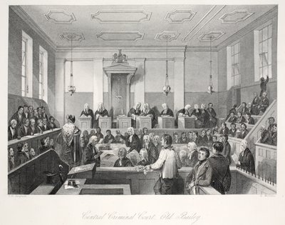 Centralny Sąd Karny w Old Bailey, z pubu „London Interiors withich Costumes and Ceremonies”. Joseph Mead, Londyn, c.1843 (rycina stalowa) autorstwa Thomas Hosmer Shepherd