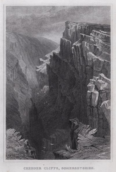 Klify Cheddar, Somersetshire (grawerowanie) autorstwa Thomas Hosmer Shepherd