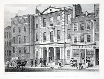 Coal Exchange, z pubu „Londyn i okolice w XIX wieku”. Jones und Co., 1827-1829 autorstwa Thomas Hosmer Shepherd