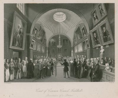 Sąd Rady Wspólnej, Guildhall, Londyn; Prezentacja petycji autorstwa Thomas Hosmer Shepherd