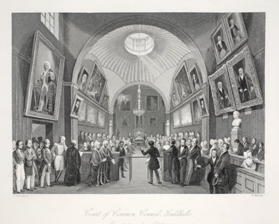Court of Common Council, Guildhall, z pubu „London Interiors with their Costumes and Ceremonies”. Joseph Mead, Londyn, c.1843 (rycina stalowa) autorstwa Thomas Hosmer Shepherd