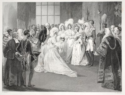 Salon Królowej Wiktorii z pubu „London Interiors withich Costumes and Ceremonies”. Joseph Mead, Londyn, c.1843 (rycina stalowa) autorstwa Thomas Hosmer Shepherd